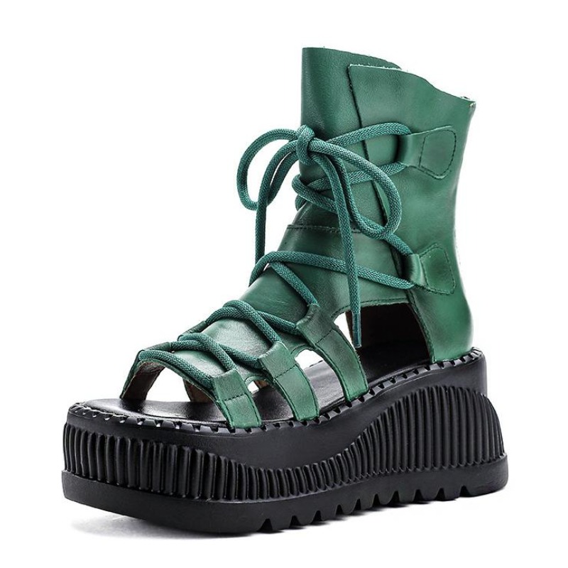 Ethnic Modern Fashion - 8CM Ethnische Kuh Echtes Leder Ankle