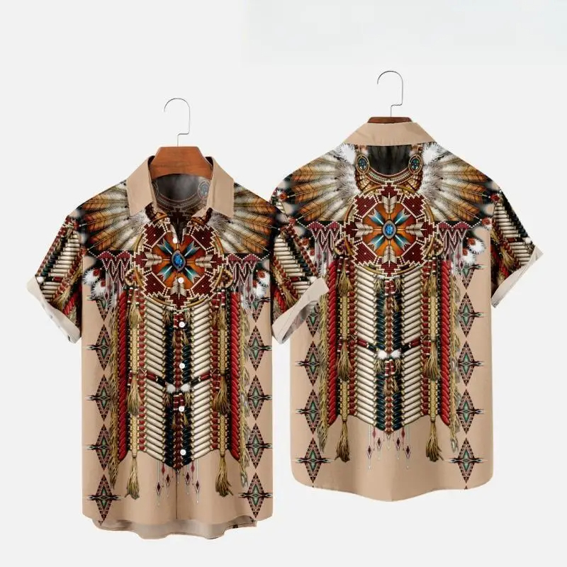 Fashion Ethnic Indian Clothing - Indischer ethnischer Stil 3D-Druck Strand hemden