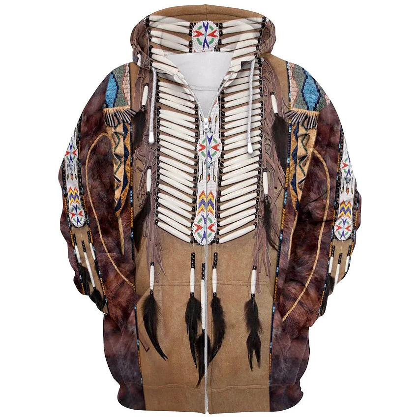 Fashion Ethnic Indian Clothing - Indischer ethnischer Stil 3D-Druck Reißverschluss Hoodies