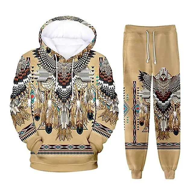 Fashion Ethnic Indian Clothing - Indischer Ethno-Stil 3D-Druck Hoodies Hosen Sets