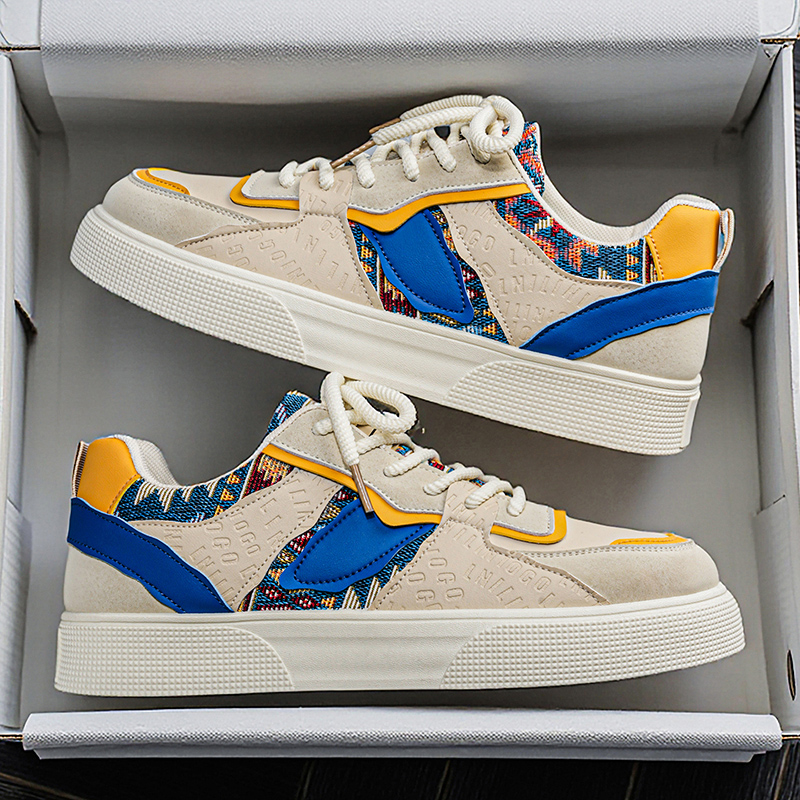 Ethnic Modern Fashion - Herren Vintage Patchwork Plateau-Sneaker - Ethnischer