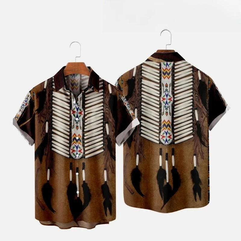Fashion Ethnic Indian Clothing - Indischer Ethnischer Stil 3D-Druck Strandhemden Herren