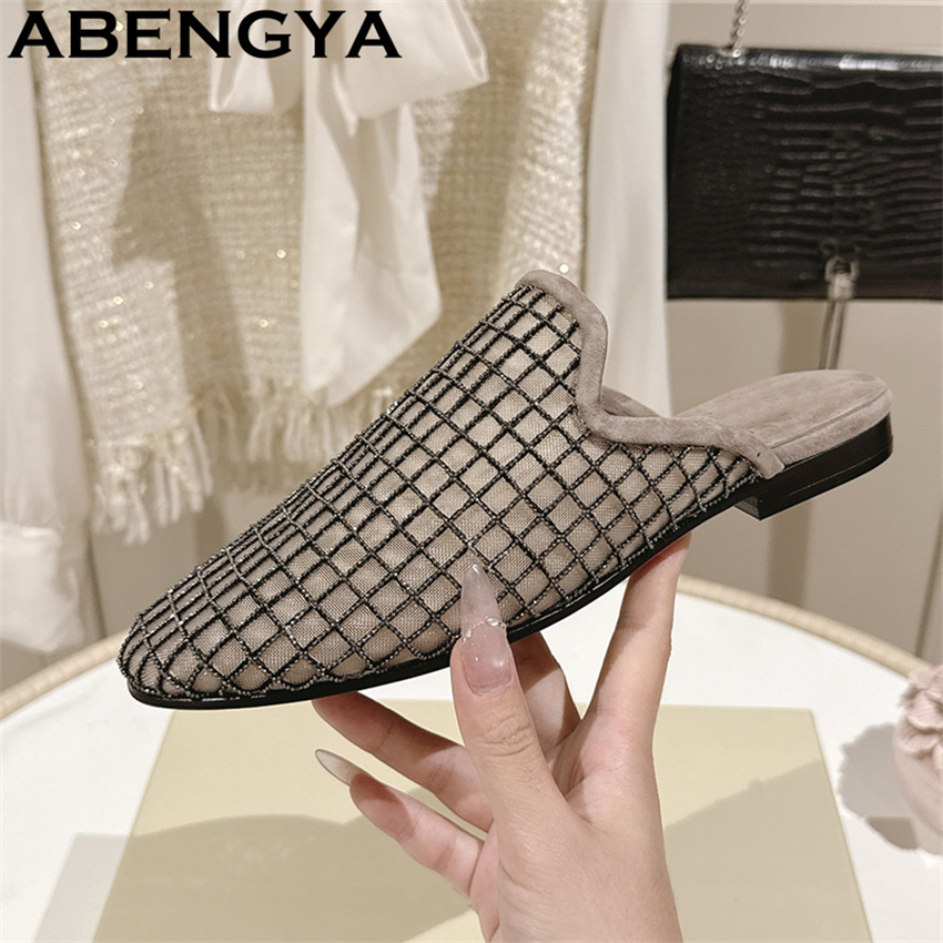 Glänzende Spitzen-Mesh-Slipper – Ethnic Fashion In Bewertung und Preis