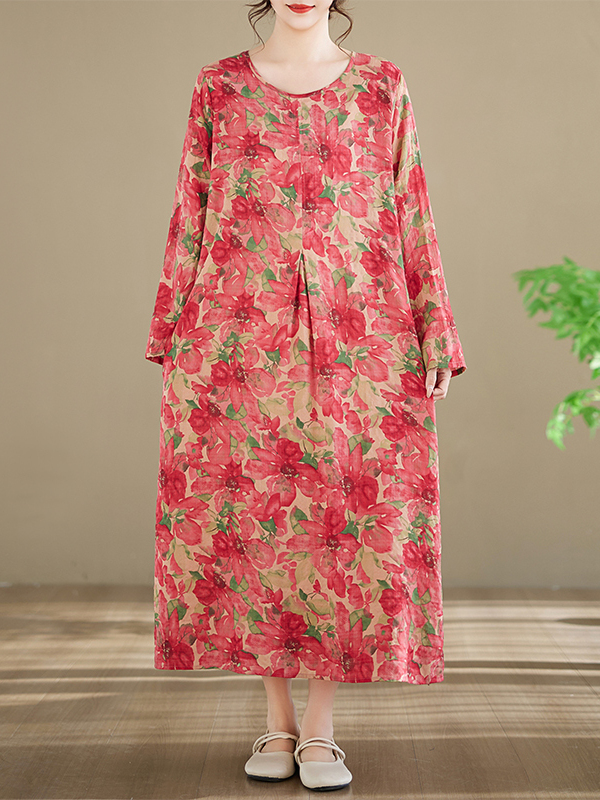 Langärmliges Baumwollkleid mit – Ethnic Fashion Walk Bewertung und Preis